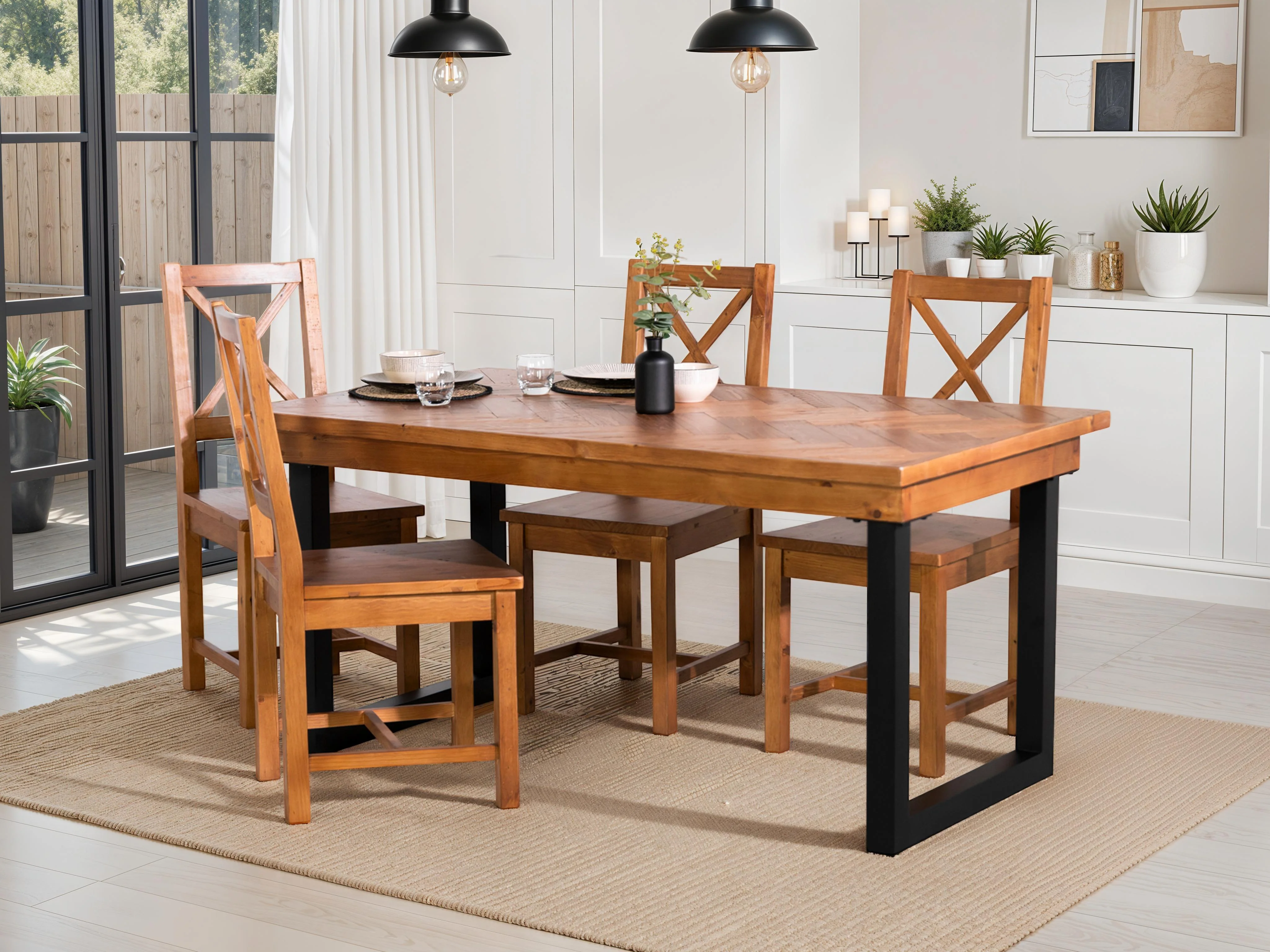 Reclaimed Wood Fixed Top Dining Tables